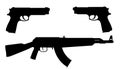 Vector silhouettes of weapons.