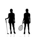 Vector silhouettes of women. Royalty Free Stock Photo