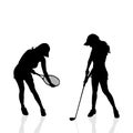 Vector silhouettes of women. Royalty Free Stock Photo