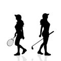 Vector silhouettes of women. Royalty Free Stock Photo