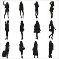 Vector silhouettes of the young girls Royalty Free Stock Photo