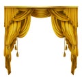 Vector silk, velvet theatrical curtain with folds, drape. Decoration element. Great concept for presentation, show.