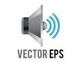 Vector silver and black circle sound music speaker high volume cone displayed icon in side view
