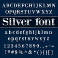 Vector silver coated alphabet letters and digits Royalty Free Stock Photo
