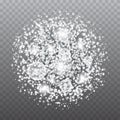 Vector silver glitter dust particles in circle shape. Royalty Free Stock Photo