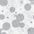 Vector Silver Grey Circles Dots Seamless Pattern Background With Fabric Texture. Perfect for neutral nursery, birthday Royalty Free Stock Photo