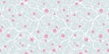 Vector silver grey, pink, and white blooming sakura bracnhes painted texture. Seamless repeat pattern background. Great Royalty Free Stock Photo