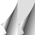 Vector silver metallic realistic paper page corner Royalty Free Stock Photo