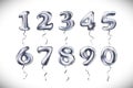 Vector silver number 1, 2, 3, 4, 5, 6, 7, 8, 9, 0 metallic balloon. Party decoration golden balloons. Anniversary sign for happy h