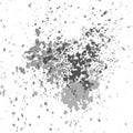 Vector silver paint splash, splatter, and blob shiny on white ba