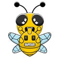Simple bee mascot riding bee robot Royalty Free Stock Photo
