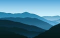 Vector simple blue silhouettes of misty mountains and hills Royalty Free Stock Photo