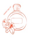 Vector simple bottle with two lily flowers