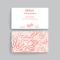 Vector simple business card template with decorative ornament, Royalty Free Stock Photo