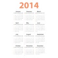 Vector simple 2014 Calendar