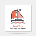 Vector simple company logo example - Boat Trip Royalty Free Stock Photo