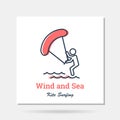 Vector simple company logo example - kitesurfingwith wind at sea Royalty Free Stock Photo