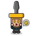 doodle mascot costume simple screwdriver money eye