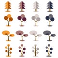 Vector simple earth tone color with collections trees. Royalty Free Stock Photo