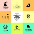 Vector simple flat cosmetic logo template collection.