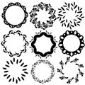 Vector simple floral and geometric circle frames