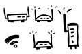 Vector Simple Hand Draw Skecth Vector Modem and Router Royalty Free Stock Photo
