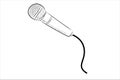 Vector Simple, hand draw sketch wired microphone, Isolated on White