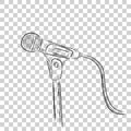 Vector Simple, hand draw sketch wired microphone, at transparent effect background