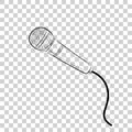 Vector Simple, hand draw sketch wired microphone, at transparent effect background