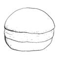 Vector simple Hanukkah donut black and white graphic illustration, side view. Traditional Jewish holiday sufganiyah