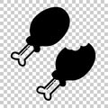 Simple Icon two chicken leg, whole and leftover at transparent effect background Royalty Free Stock Photo
