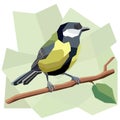 Vector simple illustration of great tit bird. Royalty Free Stock Photo