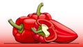 Vector illustration of sweet peppers on line.