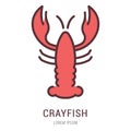 Vector Simple Logo Template Crayfish