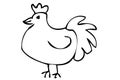 Vector Simple Manual Hand Draw Outline Sketch of Rooster