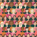 Vector simple minimalistic women in Pantone`s color of the year seamless pattern background