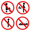 Simple prohibition sign, do not poop pee and sleep Royalty Free Stock Photo