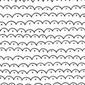 Vector simple seamless pattern with hand drawn waves and dots on white background. Doodle illustration Royalty Free Stock Photo