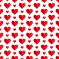 Vector simple seamless pattern with red hearts. Creative simple love background