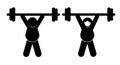 vector simple set 2 stickman man woman, barbell exercise Royalty Free Stock Photo