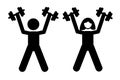 vector simple set 2 stickman man woman, dumbbell exercise