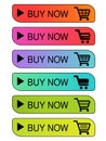 Vector simple shopping cart, trolley. Menu item buy now. Coloured buttons. Royalty Free Stock Photo