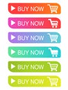 Vector simple shopping cart, trolley. Menu item buy now. Coloured buttons. Royalty Free Stock Photo