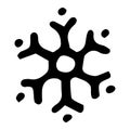 Vector simple snowflake. A hand-drawn six-ray snowflake in the style of doodles with black dots on a white background