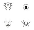 Vector simple spiders. Black spiders on a white background. Set of black spiders. Flat vector illustration Royalty Free Stock Photo