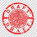Vector Simple Style Red Circle Rubber stamp, draft,  at at tranparent effect background Royalty Free Stock Photo