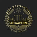 Vector Singapore City Badge, Linear Style