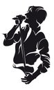 Vector singin man, silhouette Royalty Free Stock Photo