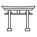 Vector Single Black Outline Shinto Torii Gate Icon