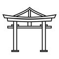 Vector Single Black Outline Shinto Torii Gate Icon